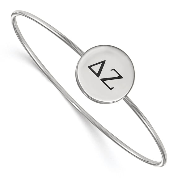 Sterling Silver Official Licensed Greek Sororities 7in Delta Zeta (??) Enameled Slip-on Bangle