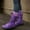 Purple, variant on LSLJS Women's Winter Solid Mid-tube Flat Front Strap Round Head Side Zipper Snow Boots, Women's Flats Mid Calf Boots