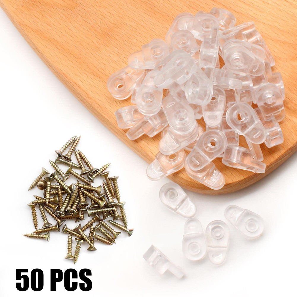 BAMILL 50 Pack Plastic Glass Panel Clips with Screws Cabinet Doors Retainer Clips Kit - image 2 of 8