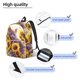 thumbnail image 3 of Disketp Daisy Sunflower Lazy Cat print Canvas Backpack Lightweight Travel Daypack Student Rucksack Laptop Backpack-, 3 of 5
