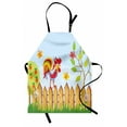 thumbnail image 1 of Farmland Apron Border with Rooster Tree Butterfly and Flowers in Summer Kids Cartoon Farm Print, Unisex Kitchen Bib Apron with Adjustable Neck for Cooking Baking Gardening, Multicolor, by Ambesonne, 1 of 3