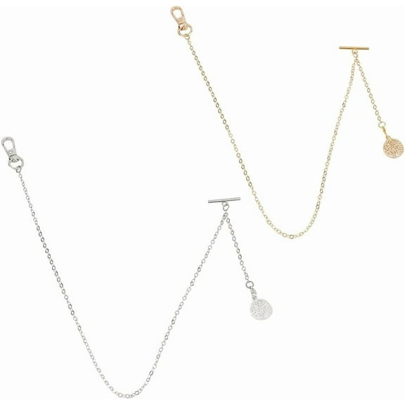 2 Colors Pocket Watch Chain with Hollow Pendant Tree of Life Pocket Watch Vest Chain for Men Curb Link Chain with T Bar and Lobster Clasps for Birthday Gift Colorful