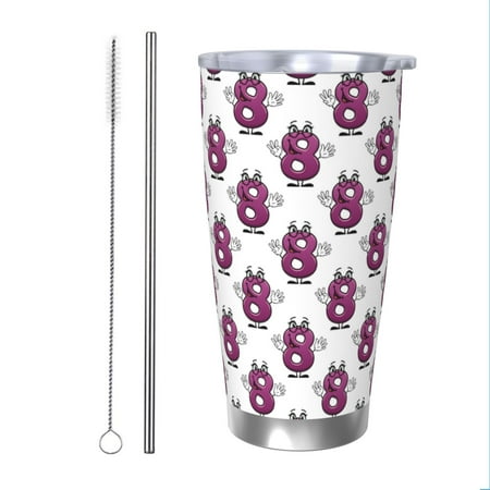 

Goofa Cute Number 8 for 20 oz Skinny Tumbler Stainless Steel Coffee Mug Slim Vacuum Insulated Travel Cup Car Cup-Straw Two-piece Set