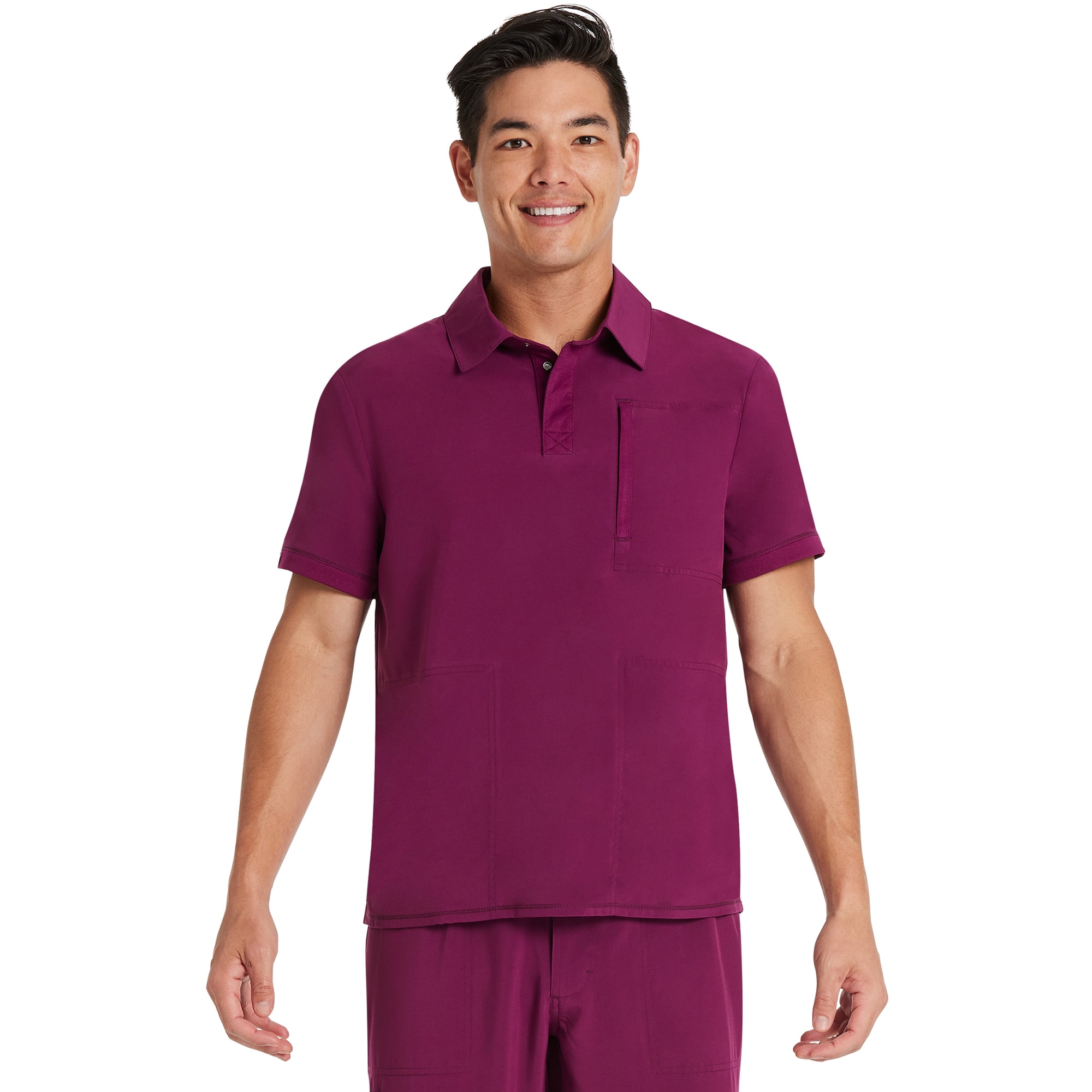 Scrubstar Men's Premium Performance Stretch Polo Scrub Top, Sizes XS-3XL