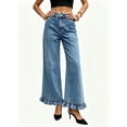 thumbnail image 5 of Levmjia Women's Wide Leg Jeans Ruffle Hem Denim Pants High Waisted Casual Long Trousers with Pockets Vintage Black Jean Pants for Women, 5 of 9