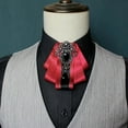 thumbnail image 2 of MENDENG Red Bow Ties for Men Wedding Suit Banquet Dress Fashion Solid Pre-Tied Crystal Brooch Pins Men's Neckties, 2 of 6
