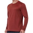 thumbnail image 1 of yoeyez Men's Sun Protection Shirts Solid Color Long Sleeve Sunscreen Shirt Lightweight Breathable Spf Rash Guard for Fishing Hiking Swimming Running Red,S, 1 of 7