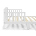 thumbnail image 4 of Toddler Bed Frame, Solid Rubber Wood Frame w/Safety Guardrail, Fits Crib Full Size Mattress-Children Classic Sleeping Bedroom Furniture for Kids Boys Girls-White, 4 of 5