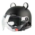 thumbnail image 3 of Casco de ciclomotor Shamjiam cara abierta medio casco visera solar negro, 3 of 8