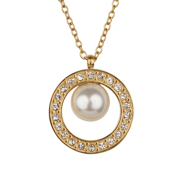 Collar de Mujer LuckyLy Oro 14k con Perla y Zirconia Cúbica Modelo Emy dorado Unitalla