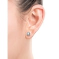 thumbnail image 3 of Sterling Silver Freshwater Pearl and Lab Created Sapphire 3 Pair Stud Set, 3 of 4