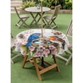 thumbnail image 4 of Outdoor Tablecloths with Umbrella Hole & Zipper, Birds Floral Round Tablecloths 60 Inch, Farmhouse Country Pink Flower Leaf Wood Grain Waterproof Table Cloth, Patio/Pool/Picnic Table Covers, 4 of 8