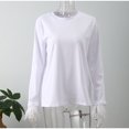 thumbnail image 5 of Douhoow Women Long Sleeve Feather Trim Blouse Basic Loose Shirt Faux Fur Shirt Crop Top, 5 of 8