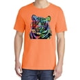 thumbnail image 2 of Wild Bobby,Cool Rainbow Neon Trippy Jungle Tiger Eyes Animal Lover Garment-Dyed Washed Look Short Sleeve Tees, Neon Orange, 2XL, 2 of 3