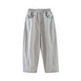 thumbnail image 2 of Pantalones largos para niños, de color liso, con cintura elástica y bolsillos, para adultos, informales y cómodos, de poliéster., 2 of 9