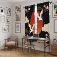 thumbnail image 5 of Japanese Style Kitchen Curtain for Berdoom Living Room Cafe 72 Inch Length, Modern Cranes Cherry Flower Wave Red Brown Tiers Curtains Light Filtering Drapes Window Treatment 2 Panels 52"Wx72"L, 5 of 8