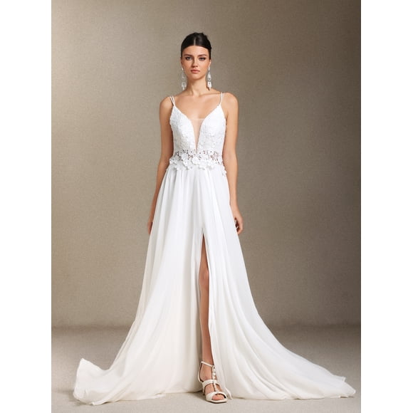 Vestido de novia Bellabarnetten Erina de encaje con cuello en V sin espalda