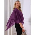 thumbnail image 2 of DARING DIVA Women's Flowy V Neck Chiffon Blouse Asymmetrical Top M Purple, 2 of 7