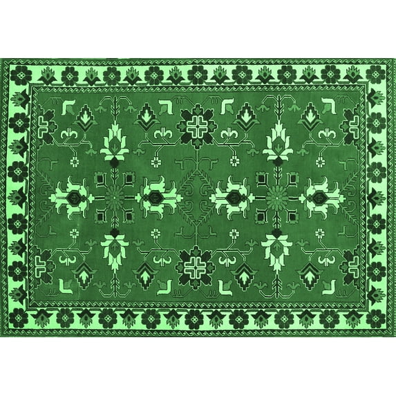 Ahgly Company Indoor Rectangle Persian Emerald Green Traditional Area Rugs, 8' x 12'