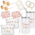thumbnail image 1 of wonima44 12 Pcs Flower Girl Set Including Flower Girl Tumbler Round Flower Sunglasses Canvas Bag Will You Be My Flower Girl Proposal Card Bracelet Hair Clip for Wedding Engagement Bridal Party (White), 1 of 1
