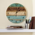 thumbnail image 2 of Turquoise Shabby Wood Texture Decorative Round Wall Clock Arabic Numerals Design Non Ticking Bedrooms Bathroom Large Wall Clock（10 Inch）, 2 of 6