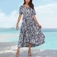 thumbnail image 4 of Taqqpue Women's Summer Maxi Dresses Short Sleeve Boho Floral Crew Neck Dress Summer Casual Flowy A Line Beach Dresses Long Sundress for Holiday, 4 of 5