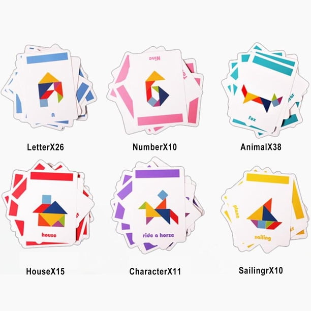 Tangram Puzzle Brain Teaser Pattern Block Toy Gift Portable Size