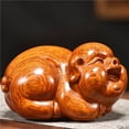 thumbnail image 2 of Rosewood carved pig figurine, a zodiac pig auspicious symbol for home living room feng shui, corner decoration craft., 2 of 4