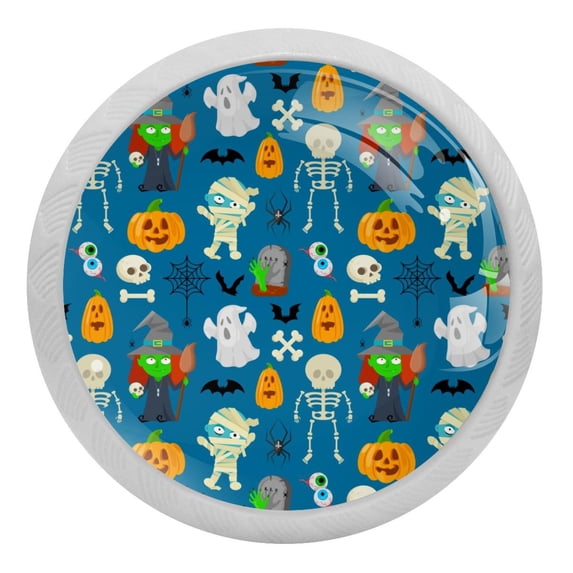 4PCS Round Halloween Cabinet Fluorescence Knob Glowing in the Dark Furniture Drawer Pulls Handle with Screws