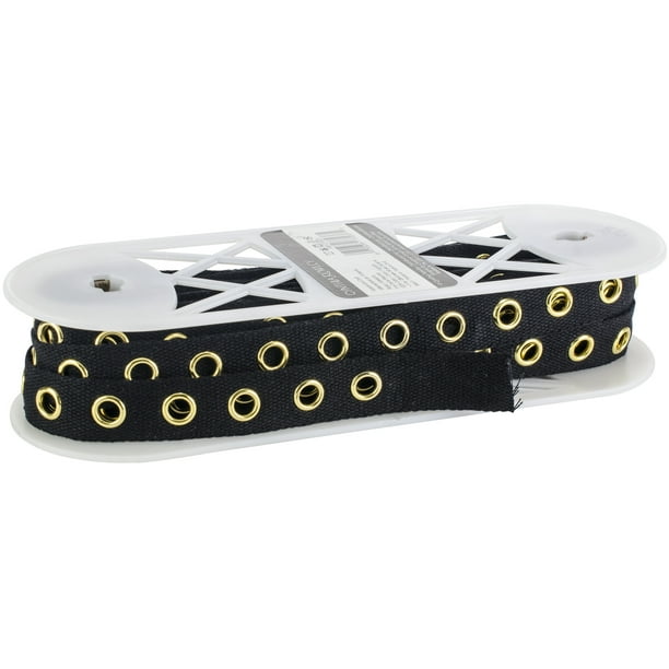Simplicity Cotton Belt bing W/Grommets 1"X10ydBlack W/Silver