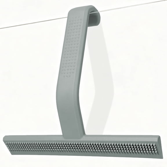 OVINESY 10" Shower Squeegee for Glass Doors, Streak-Free Silicone Blade, Ergonomic Handle, Built-In Hook, Squeegee for Shower Glass, Bathroom, Tile Walls, Mirrors, Windows, Car Windshields, Gray