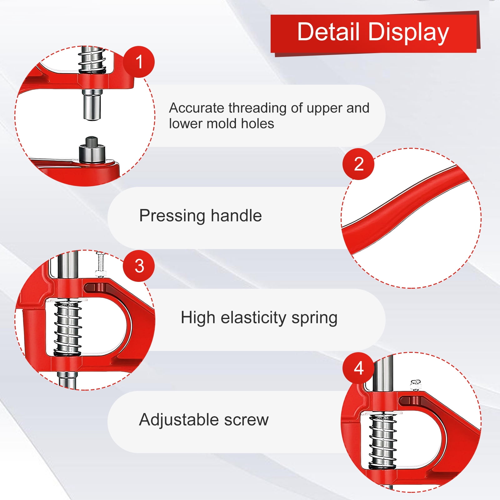 3000pcs Hand Press Grommet Machine, Heavy Duty Eyelet Grommet Machine Punch Tool Kit with Dies, Grommets, and Hammer for Snap Buttons, Rivets, Eyelets, and Pearls (Red)