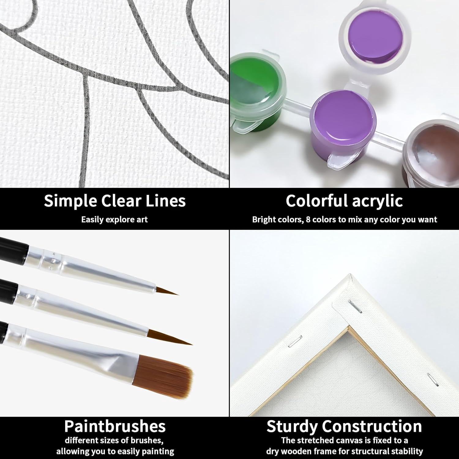 JJEAN-Canvas Painting Kit Pre Drawn Canvas for Adult Party Kits Paint and Sip Party Supplies 8x10 inch Afro Queen 1 Easel,8 Acrylic Colors,3 Brush,1 Pallet Girl Paint Art Set