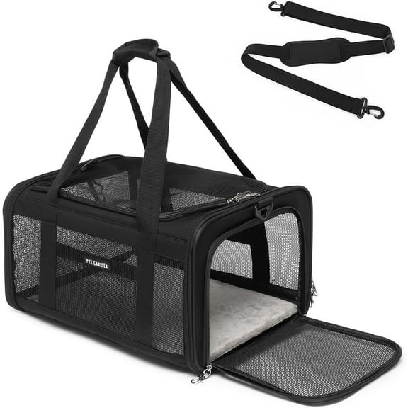 TJOUL Airline Approved Pet Carrier for Cats and Small Dogs up to 15 lbs, Breathable Mesh, Portable Travel Bag for Bearded Dragon, Puppies Animal Hangbag, Rabbit Cage (Pink, Expandable)