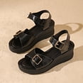 thumbnail image 4 of Wedge Sandals for Women Trendy Dress Summer Slide Shoes Arch Support Walking Sandal Adjustable Ankle Strap Wedges Shoe Black-8, 4 of 7