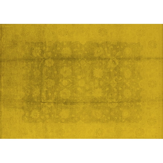 Ahgly Company Indoor Rectangle Oriental Yellow Industrial Area Rugs, 6' x 9'