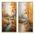 thumbnail image 2 of Designart "Autumn Tapestry Birch Woods VII" Tree Birch Framed Wall Art Set Of 2 - Brown Floral Frame Gallery Set For Office Decor, 2 of 7