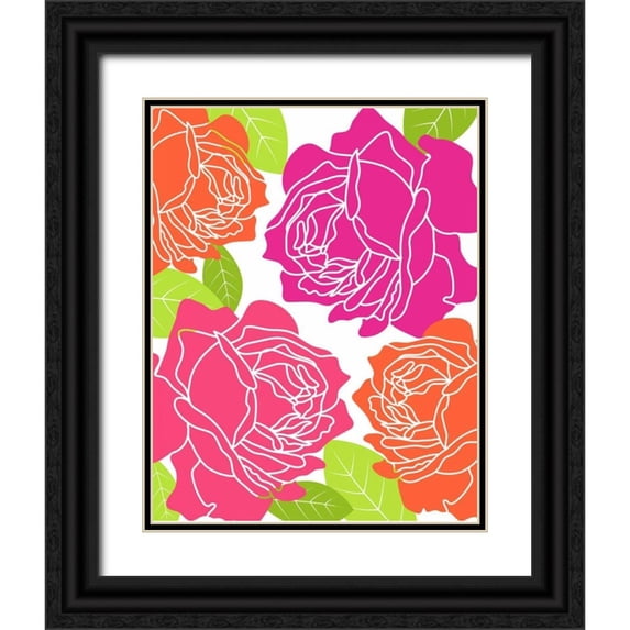 Robinson, Tamara 20x24 Black Ornate Wood Framed with Double Matting Museum Art Print Titled - Roses I