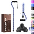 thumbnail image 1 of Bastón plegable ligero para mujeres y hombres, con mango descentrado, ajustable para personas mayores, movilidad y equilibrio, base pequeña, 81-94 cm, diseño de flor, 1 of 5