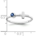 thumbnail image 3 of Sterling Silver Rhodium-Plated Polished Cross Lab Created Sapphire Ring (Size 6) Made In Thailand qbr33sep-6, 3 of 5
