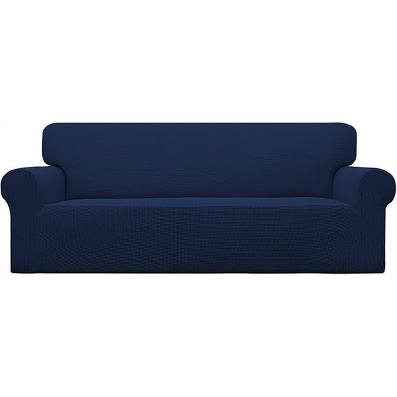 NAMZI Stretch Sofa Slipcovers Couch Covers for 3 Cushion Couch Sofa Pet Friendly Non Slip Sofa Cover Washable Furniture Protector with Elastic Bottom (Large,Navy Blue)