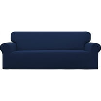 XmhyTop-A Stretch Loveseat Sofa Slipcovers 1 Piece Couch Covers for Sofa Furniture Protector Full Sofa Covers with Elastic Bottom for Kids and Dog (Medium,Navy Blue)