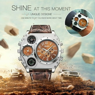 Fsqjgq Classic Dress Watches for Men Colorful Blue Dial Leather Strap  Quartz Wrist Watch D - Walmart.com
