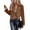 Coffee, variant on Women'S Cropped Zipper Long Sleeve Suede Faux Leather Blazer Jacket Autumn Fashion Outerwear Green M
