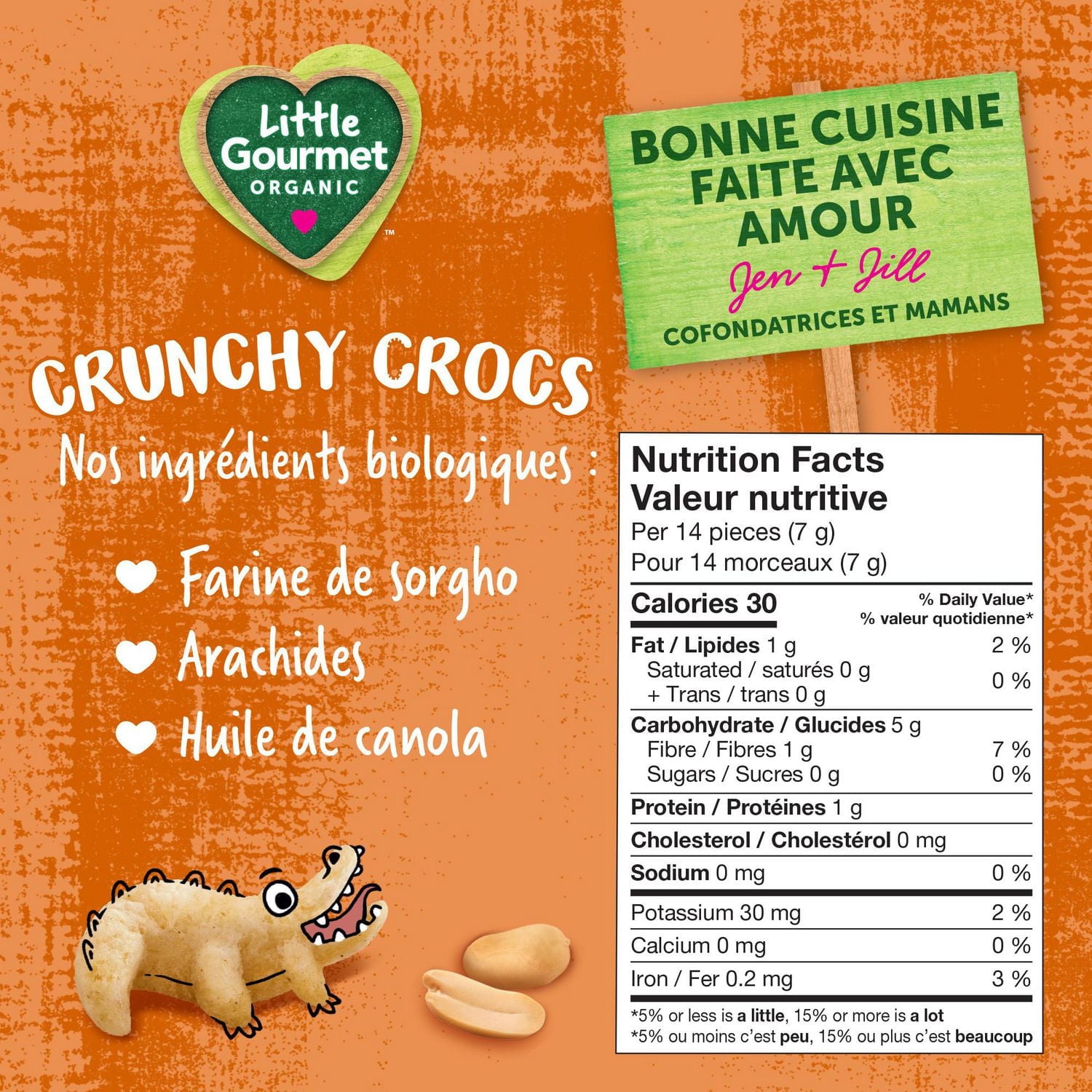 Little Gourmet Crunchy Crocs Peanut Butter Organic Toddler Snack, Puffed wholegrain snacks