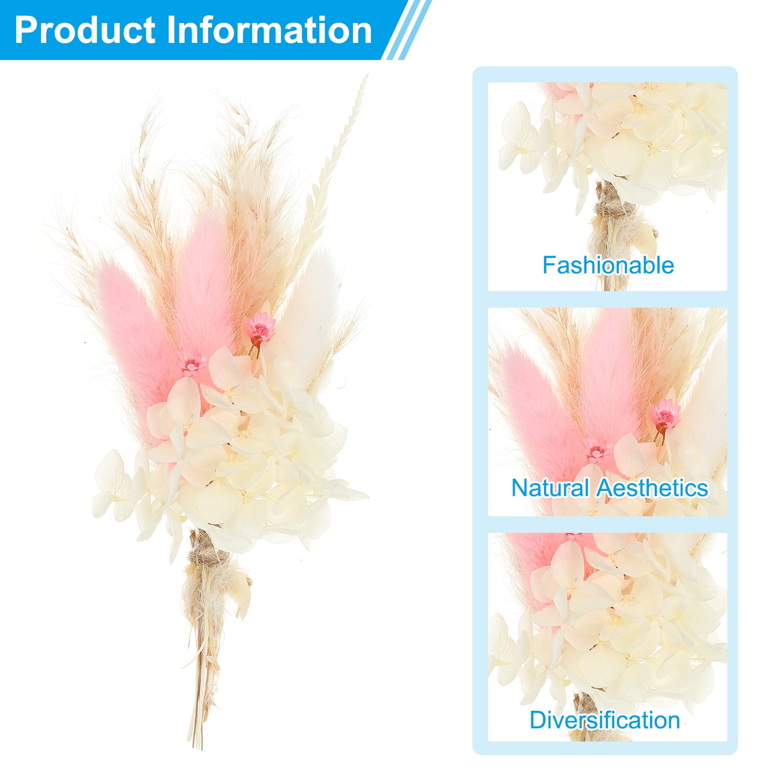 Uxcell 10 Pcs Mini Pampas Grass Dried Flower Bouquet Baby's Breath Boho Gift Light Pink