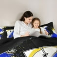 thumbnail image 4 of Feelyou Initial K Letter Bedding Comforter Set 7pcs, Blue Watercolor Artwork King Bedding Sets, Cartoon Basketball Print Reversible Bed Sheets, Lightweight Room Decor, 4 of 7