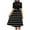 Black(womens dresses), variant on Womens Short Sleeve High Neck Dresses, Black and White Striped Pattern, Belted Waist, Flared Skirt, Casual Midi Dress,Purple,S