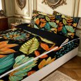 thumbnail image 3 of Erosebridal Tribal Lotus Bloom Zipper Full Size Comforter Sets with Fitted Sheet and 2 Pillowcases for Women Girls, Bohoemian Leaf Print Zipper Bedding Set, Black Reversible, 4 Pieces, 3 of 7