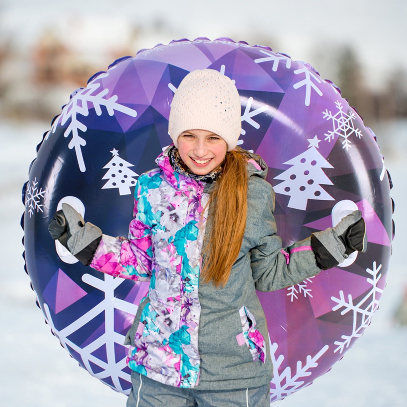 YIFAEUX Inflatable Snow Tube Sled with Double Handles Ski Ring Valve Design Heavy Duty Winter Outdoor Toy for Kids Adults